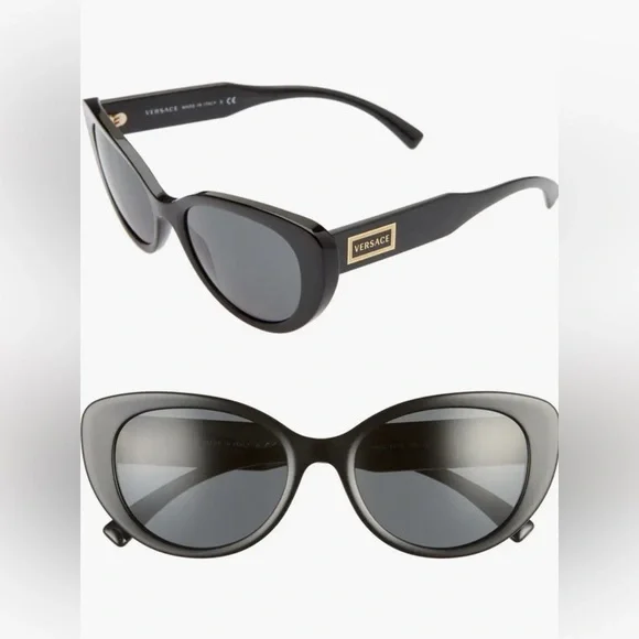 NEW VERSACE BLK CAT EYE, GOLD HARDWARE, ORIGINAL BOX, BOOKLET, MICROFIBER CLOTH - Picture 2 of 10